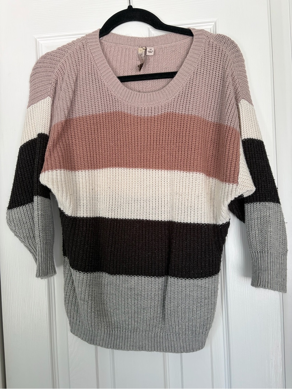 Misia Striped Crewneck Sweater in Mauve, Rust, Cream & Gray